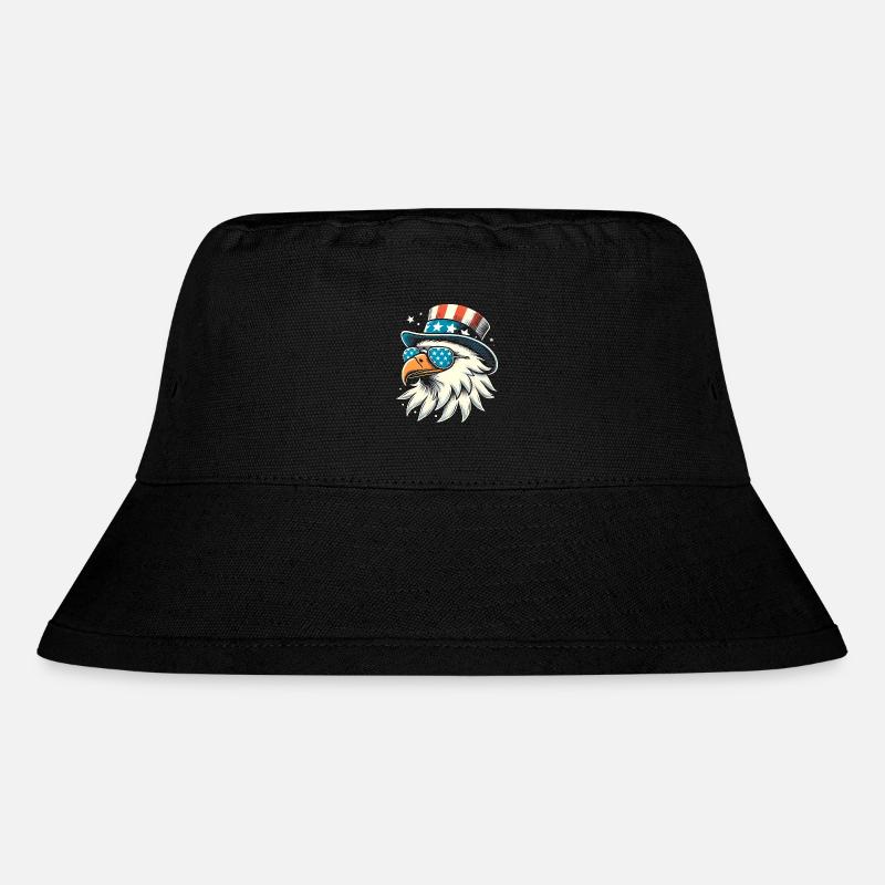 Patriotic Eagle with USA Sunglasses - Stanley/Stella Recycled Bucket Hat - black