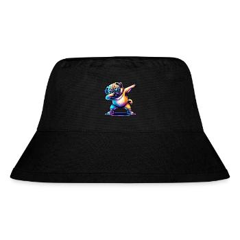 Dabbender Mops mit Sonnenbrille und Turnschuhen - Stanley/Stella recycelter Bucket Hat - Schwarz - Vorne