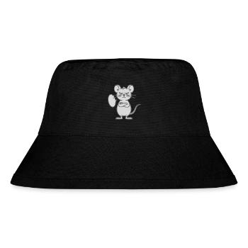 Maus mit verschränkten Armen und Sprechblase - Stanley/Stella recycelter Bucket Hat - Schwarz - Vorne