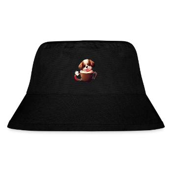 Zeige deine Liebe zu Hunden und Kaffee - Stanley/Stella recycelter Bucket Hat - Schwarz - Vorne