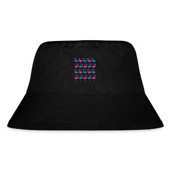 cool many team pattern row silhouette outline fla - Stanley/Stella Recycled Bucket Hat - black - Front