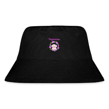 Vegetarian, cute pig design - Stanley/Stella Recycled Bucket Hat - black - Front