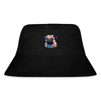 Mops Kopf Pug Graffiti - Stanley/Stella recycelter Bucket Hat - Schwarz - Vorne