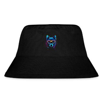 Neon Hund für Schwarz - Stanley/Stella recycelter Bucket Hat - Schwarz - Vorne