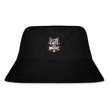 Ich liebe Katzen und Musik - Stanley/Stella recycelter Bucket Hat - Schwarz - Vorne