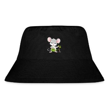 Cute little mouse is watering the plant - Stanley/Stella Recycled Bucket Hat - black - Front