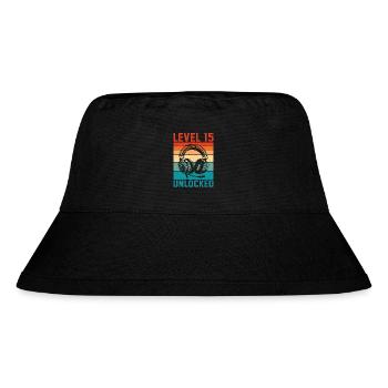 15 Jahre Geburtstag Teen Gamer Level 15 freigeschaltet - Stanley/Stella recycelter Bucket Hat - Schwarz - Vorne