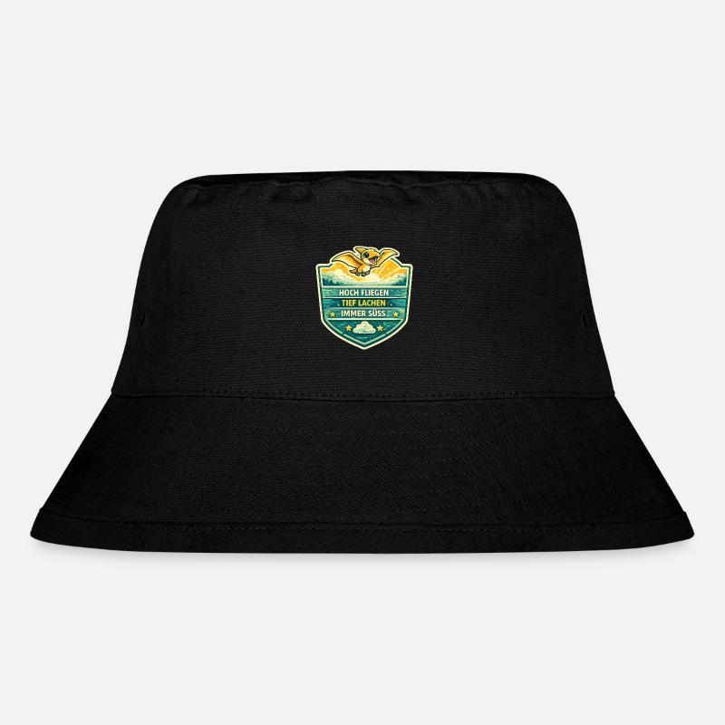 Hoch Fliegen Schild: Tief Lachen Immer Süß - Stanley/Stella recycelter Bucket Hat - Schwarz