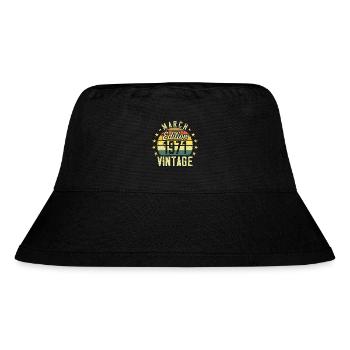 Jahrgang März 1971 Jahrgang Geschenk Jubiläum 1971 - Stanley/Stella recycelter Bucket Hat - Schwarz - Vorne