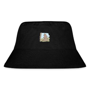 Illustriertes Design mit Bär - Stanley/Stella recycelter Bucket Hat - Schwarz - Vorne