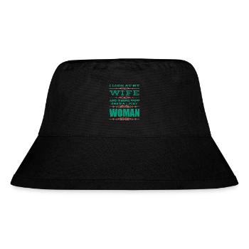 Macho Großartiger Mann, Frau, die glücklich sein - Stanley/Stella recycelter Bucket Hat - Schwarz - Vorne
