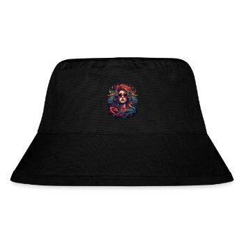 Cooler Medusa Kopf Schlangen Haare tolle Farben - Stanley/Stella recycelter Bucket Hat - Schwarz - Vorne