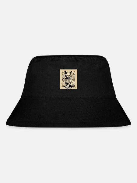 Ägyptische Katzenschablone - Stanley/Stella recycelter Bucket Hat - Schwarz