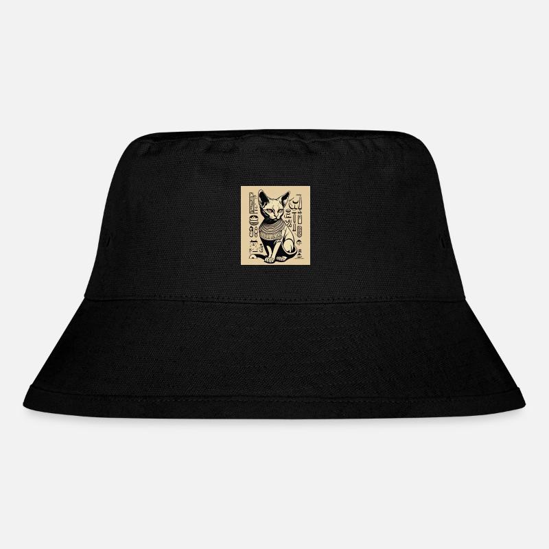 Ägyptische Katzenschablone - Stanley/Stella recycelter Bucket Hat - Schwarz