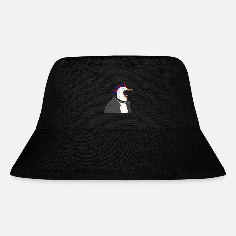 Möwe als Punkrocker - Stanley/Stella recycelter Bucket Hat - Schwarz