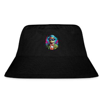 Crocodile alligator coloré avec lunettes de soleil et chapeau - Bob recyclé Stanley/Stella - noir - Devant