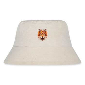 toller Wolf, gestaltet aus verschiedenen Blättern - Stanley/Stella recycelter Bucket Hat - Naturweiß - Vorne