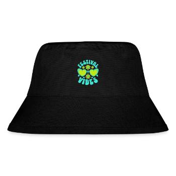 Festival Vibes - Stanley/Stella recycelter Bucket Hat - Schwarz - Vorne
