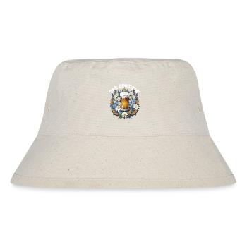 Bierkrug mit Kamillendekor und Edelweiß Dirndl - Stanley/Stella recycelter Bucket Hat - Naturweiß - Vorne