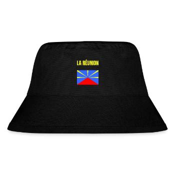 T-Shirt mit Vulkanflagge auf der Insel La Réunion - Stanley/Stella recycelter Bucket Hat - Schwarz - Vorne