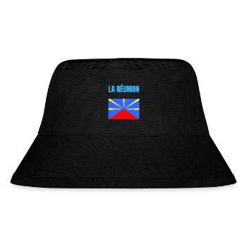 T-Shirt mit Vulkanflagge auf der Insel La Réunion - Stanley/Stella recycelter Bucket Hat - Schwarz - Vorne