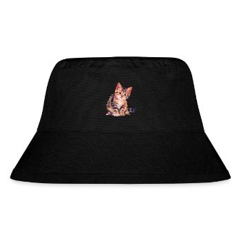 Bunte Geometrische Katzenillustration Modern - Stanley/Stella recycelter Bucket Hat - Schwarz - Vorne