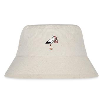 Stork with baby in cloth pink - Stanley/Stella Recycled Bucket Hat - natural - Front