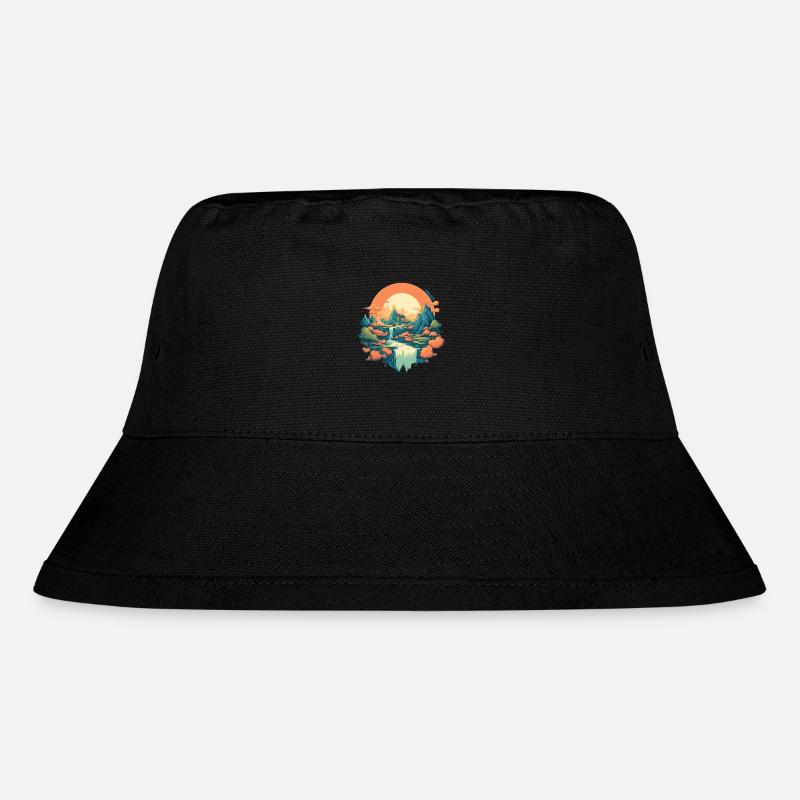 Landschaft - Stanley/Stella recycelter Bucket Hat - Schwarz