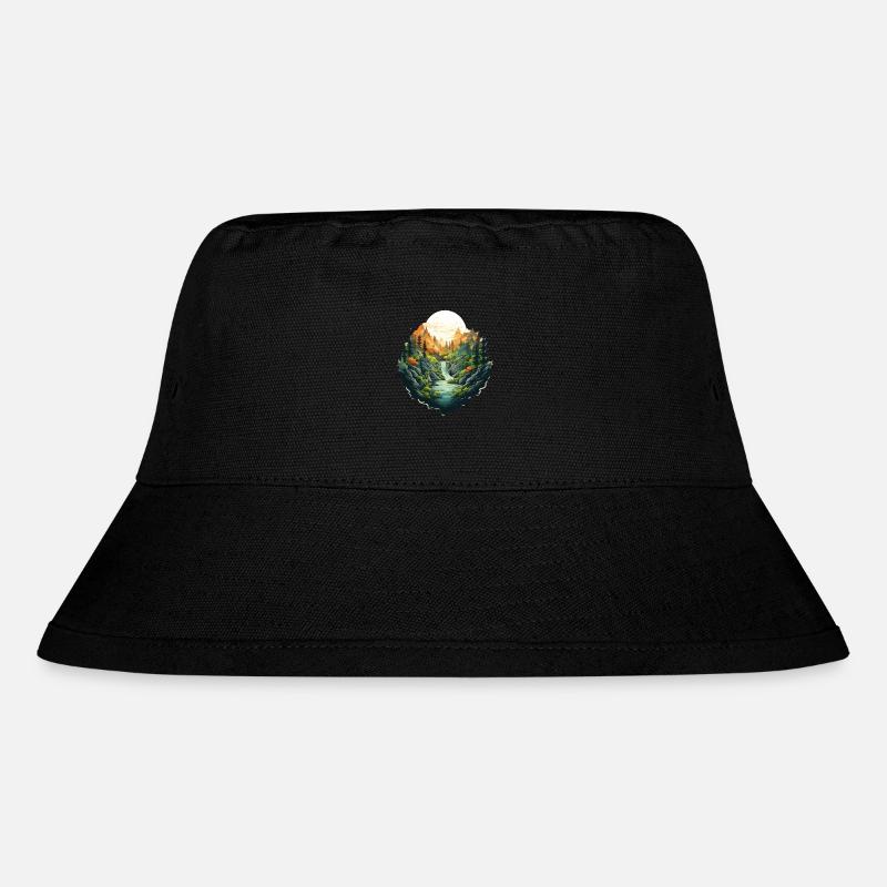 Landschaft - Stanley/Stella recycelter Bucket Hat - Schwarz
