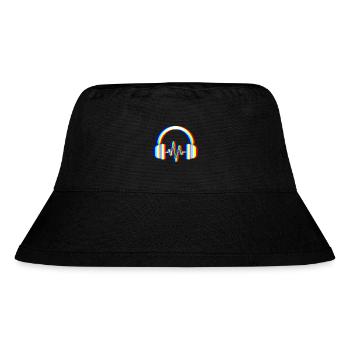 Glitch Kopfhörer – Sound Waves - Stanley/Stella recycelter Bucket Hat - Schwarz - Vorne