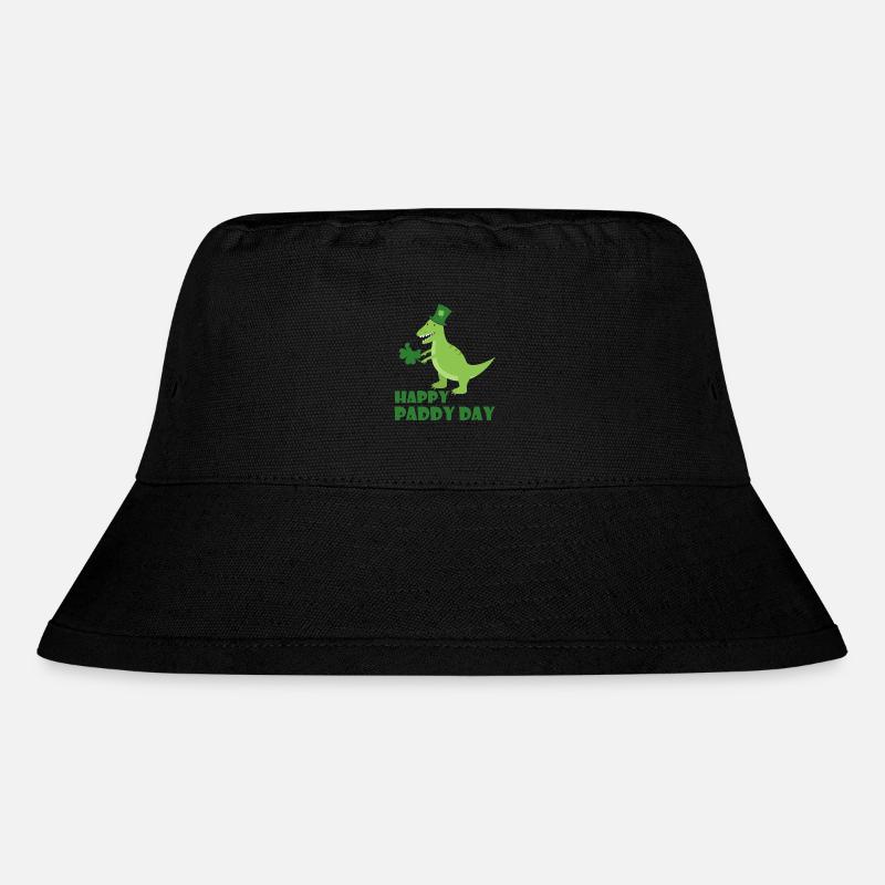 Saint Patricks Day shamrock clover Dino Trex TShirt - Stanley/Stella Recycled Bucket Hat - black