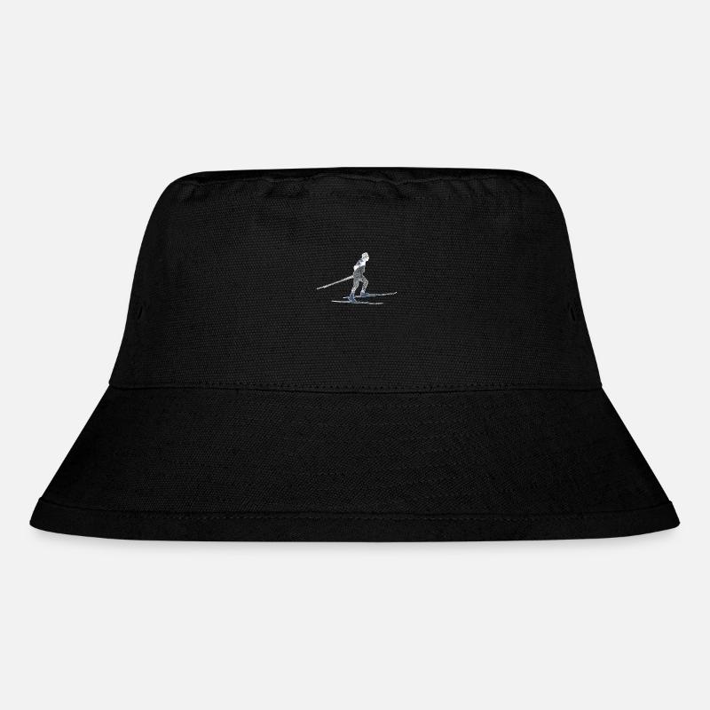 Langläufer mit Skiern beim Skating - Stanley/Stella recycelter Bucket Hat - Schwarz