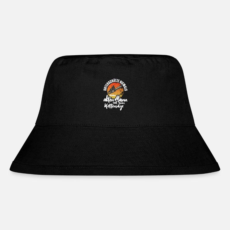 Unterschätze niemals alten Mann mit Kettensäge - Stanley/Stella recycelter Bucket Hat - Schwarz