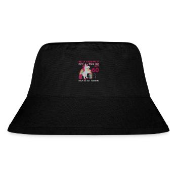 60. Geburtstag 60 Jahre Einhorn mit Rollator Stock - Stanley/Stella recycelter Bucket Hat - Schwarz - Vorne