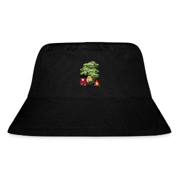 Hippie Bauwagen Natur Wildnis Katze Hütte Haus - Stanley/Stella recycelter Bucket Hat - Schwarz - Vorne