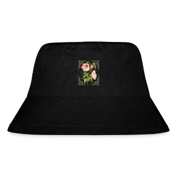 Hibiscus, style vintage, illustration botanique - Bob recyclé Stanley/Stella - noir - Devant