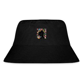 Silhouette Dabbing Girl Hippie Bouquet Frühling - Stanley/Stella recycelter Bucket Hat - Schwarz - Vorne