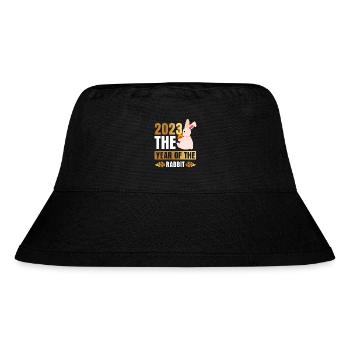 2023 Das Jahr des Hasen Chinesisches Tierkreiszeichen - Stanley/Stella recycelter Bucket Hat - Schwarz - Vorne