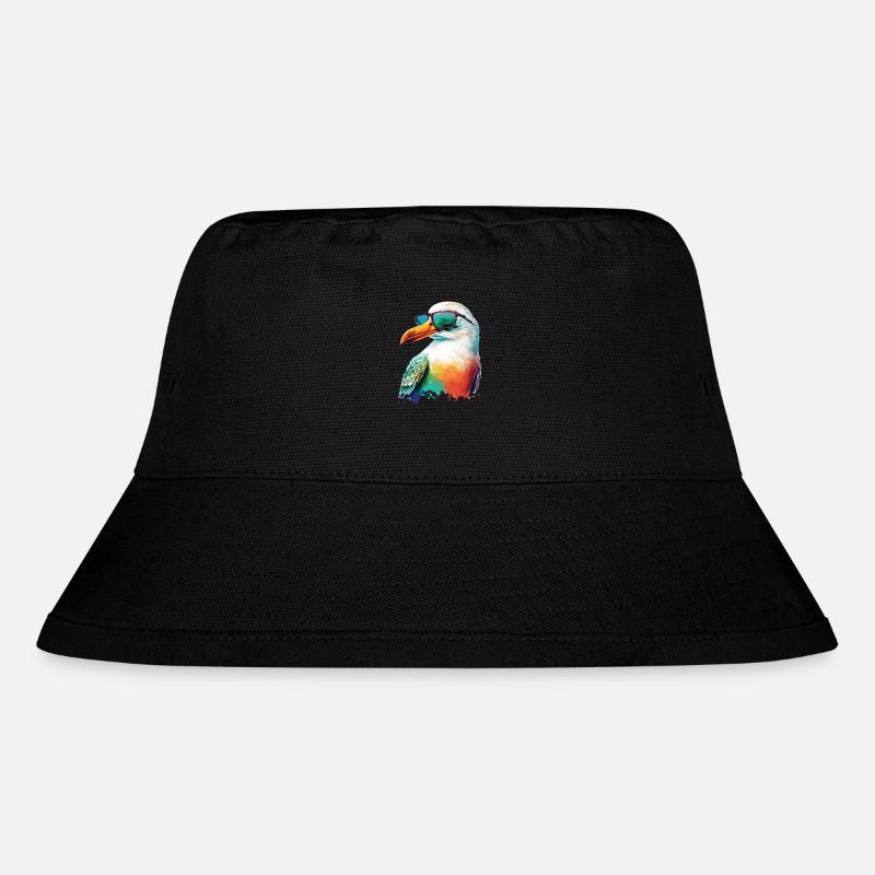 Coole farbige Möwe mit Sonnenbrille Sommer Urlaub - Stanley/Stella recycelter Bucket Hat - Schwarz