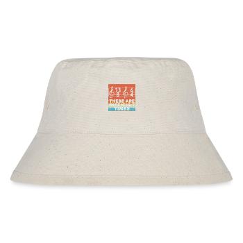 Dies sind schwierige Zeiten lustiges Musik-Wortspiel - Stanley/Stella recycelter Bucket Hat - Naturweiß - Vorne