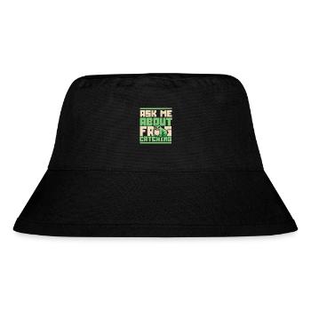 Ask Me About Frog Catching Kaulquappe Kröte - Stanley/Stella recycelter Bucket Hat - Schwarz - Vorne