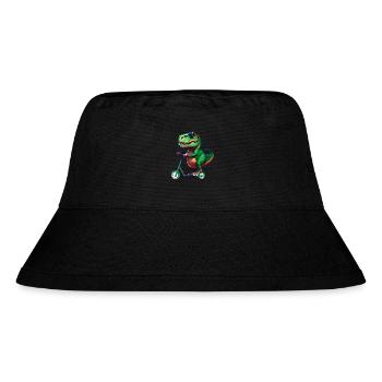 T-Rex Dinosaurier Dino Scooter E-Scooter Stunts - Stanley/Stella recycelter Bucket Hat - Schwarz - Vorne