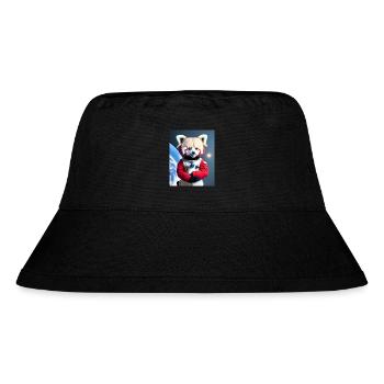 Glücklicher Roter Panda Austronaut - Stanley/Stella recycelter Bucket Hat - Schwarz - Vorne
