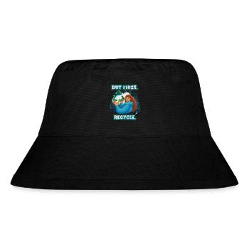 Recycling, recyceln, Umweltschutz Spruch - Stanley/Stella recycelter Bucket Hat - Schwarz - Vorne