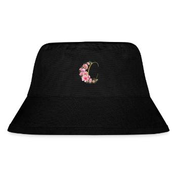 Blumenranke mit Buchstabe C - Stanley/Stella recycelter Bucket Hat - Schwarz - Vorne