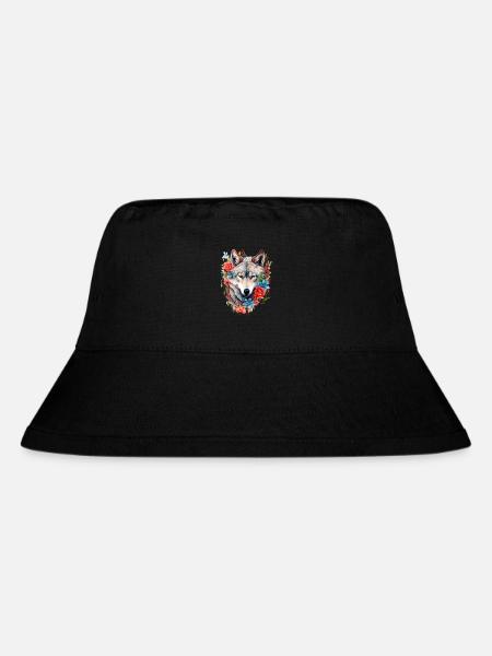 Wolf mit Blumen Mädchen - Stanley/Stella recycelter Bucket Hat - Schwarz