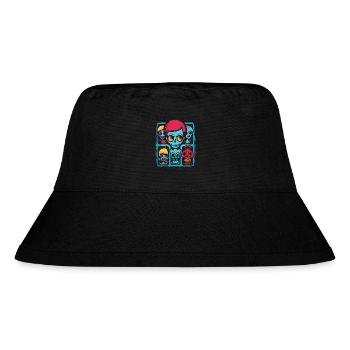 Das lustige Cartoon-Zimmer des Schreckens - Stanley/Stella recycelter Bucket Hat - Schwarz - Vorne