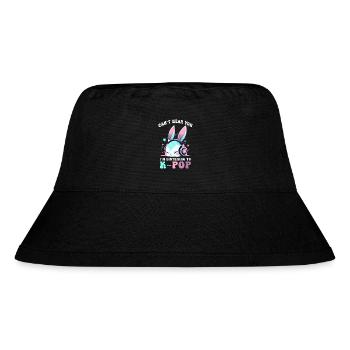 K-Pop Kawaii Chibi Bunny With Headphones Rabbit - Stanley/Stella Recycled Bucket Hat - black - Front