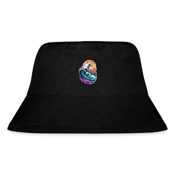 Welle - Sommer - Urlaub - Jahrgang - Stanley/Stella recycelter Bucket Hat - Schwarz - Vorne