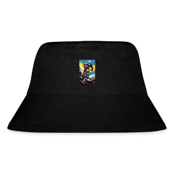 Pop-Art Downhill Mountain Bike - Stanley/Stella recycelter Bucket Hat - Schwarz - Vorne